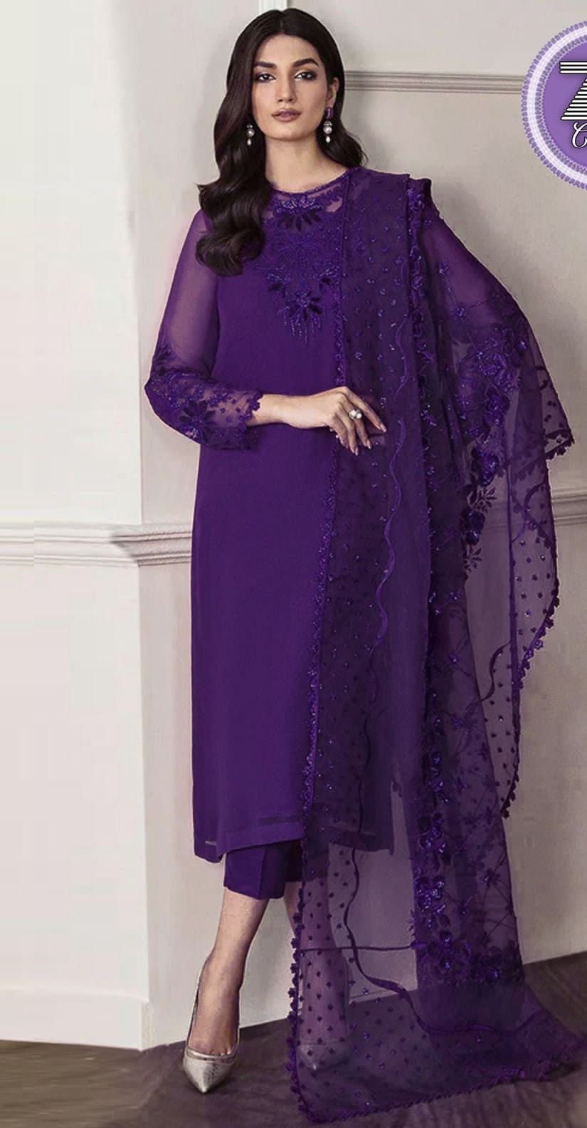 Baroque Chiffon Suit-Replica Suits-Purple-Chiffon-Replica Zone