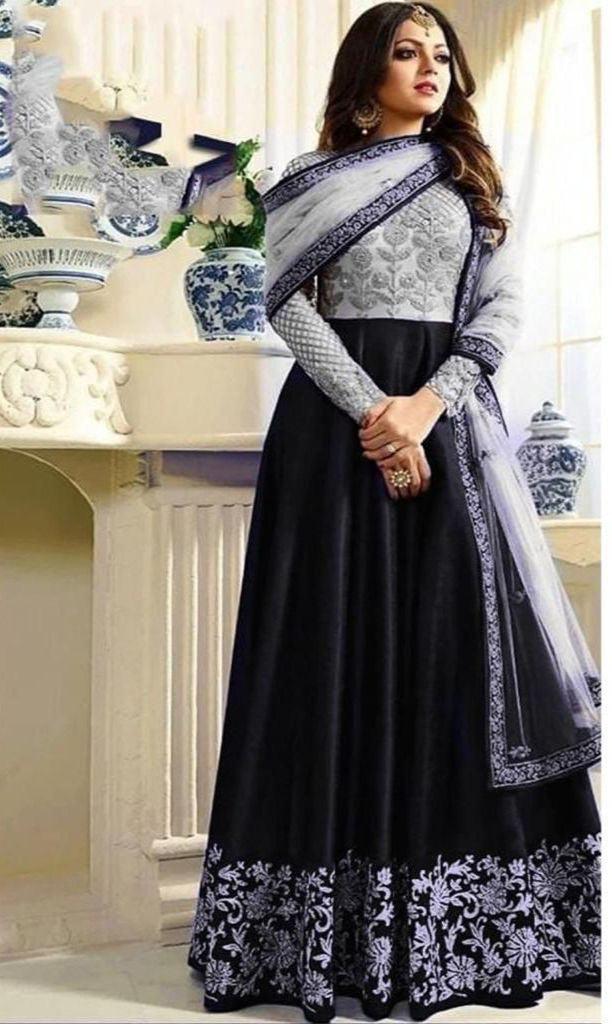 indian embroidered chiffon maxi dress Heavily Embellished Designer Indian Chiffon Maxi Dress for Bride LARGE