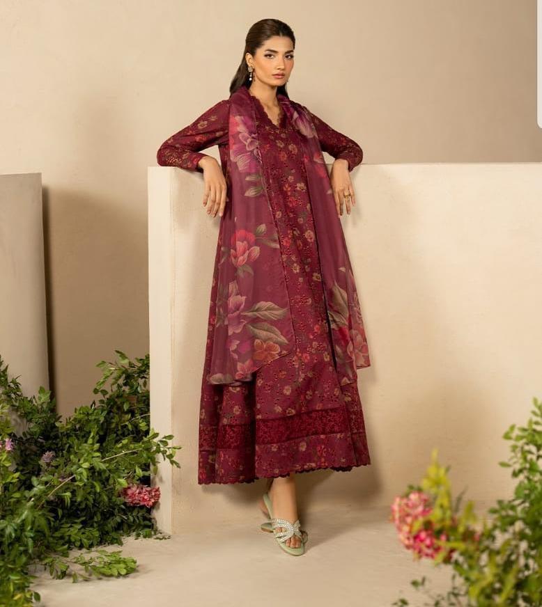red lawn dress Imrozia Red Chikankari Lawn Embroidery Dress Luxury Collection GoodLuck Collections