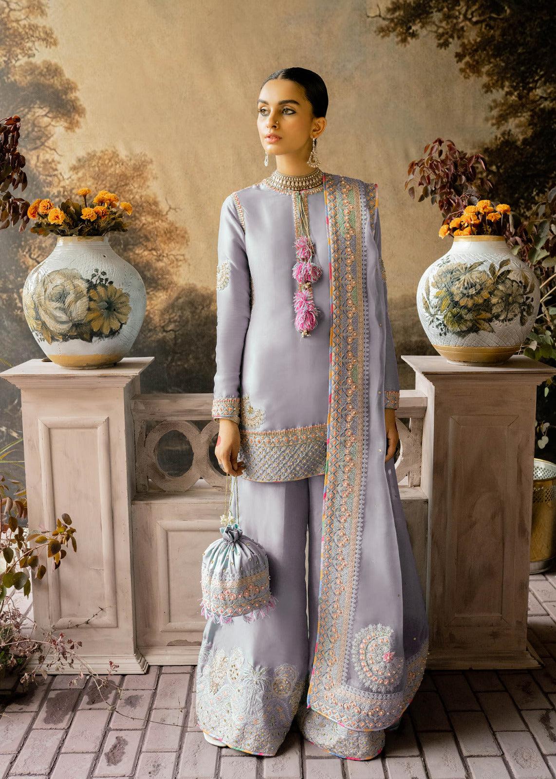 laam party wear dresses Laam (Mehr/Maya) sequence embroided net formal maxi Pakistani Dress for women