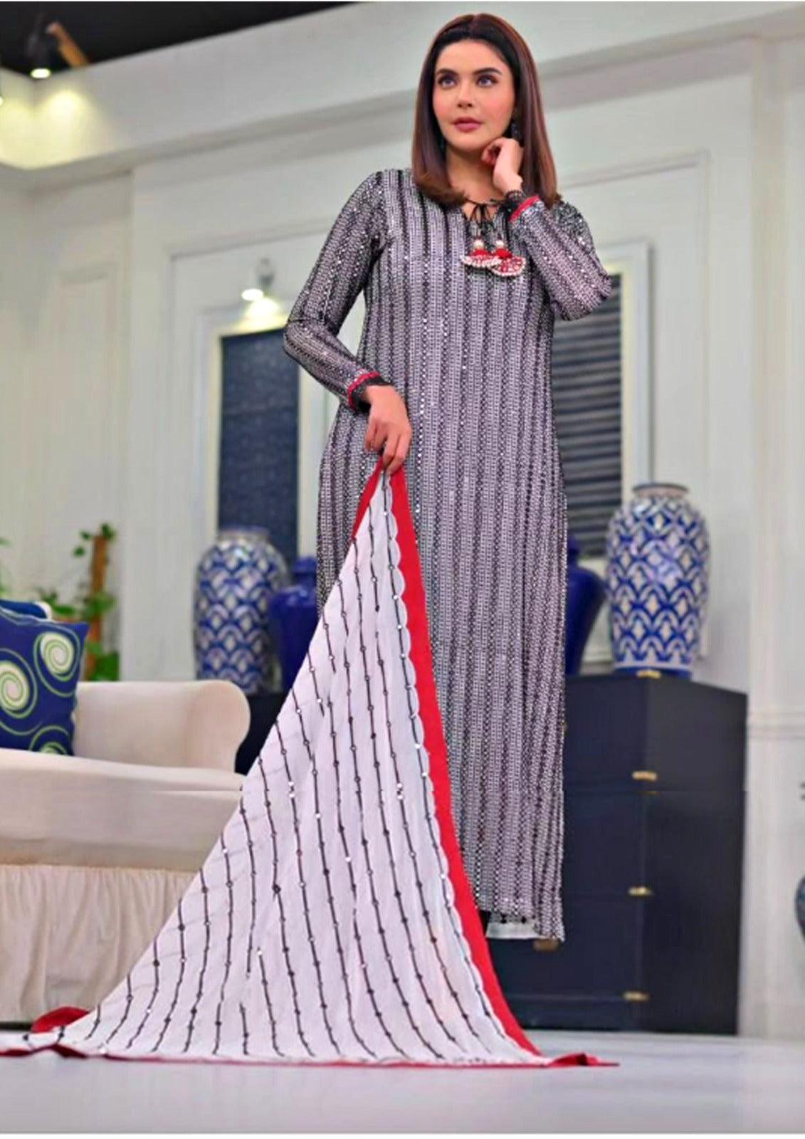 Nida Yasir Replica Chiffon Suit White – Replica Zone