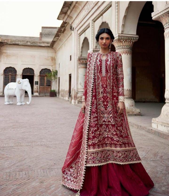 Akbar Aslam Chiffon Bridal Suit-Bridal Suits-Replica Zone