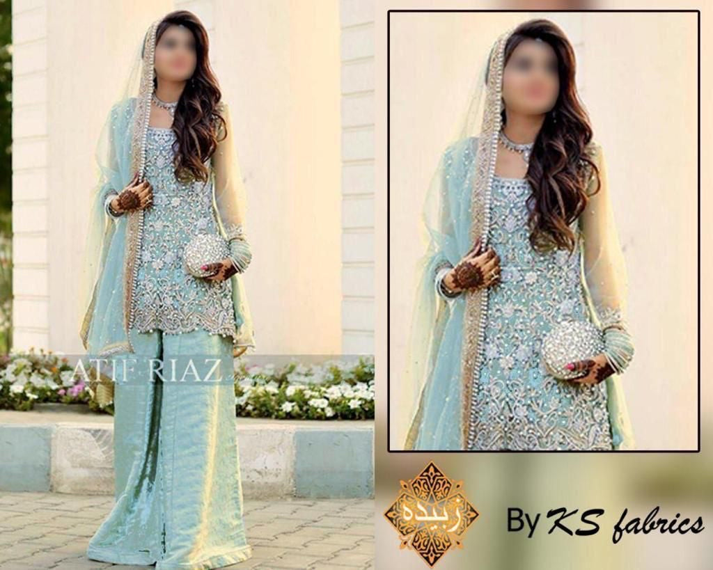 Atif Riaz Net Bridal Suit-Bridal Suits-Replica Zone