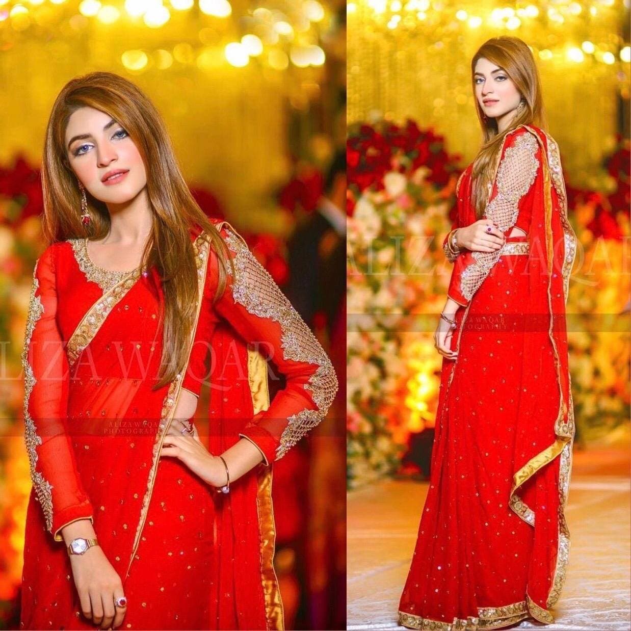 Embroidered Chiffon Saaree-Bridal Suits-Replica Zone