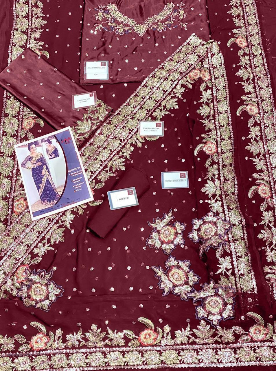 Tina Durrani Chiffon Saaree-Bridal Suits-Replica Zone