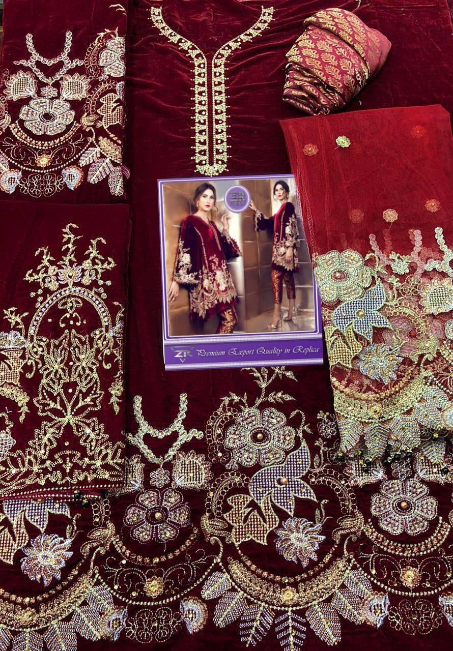 Tina Durrani Velvet Suit-Replica Suits-Replica Zone