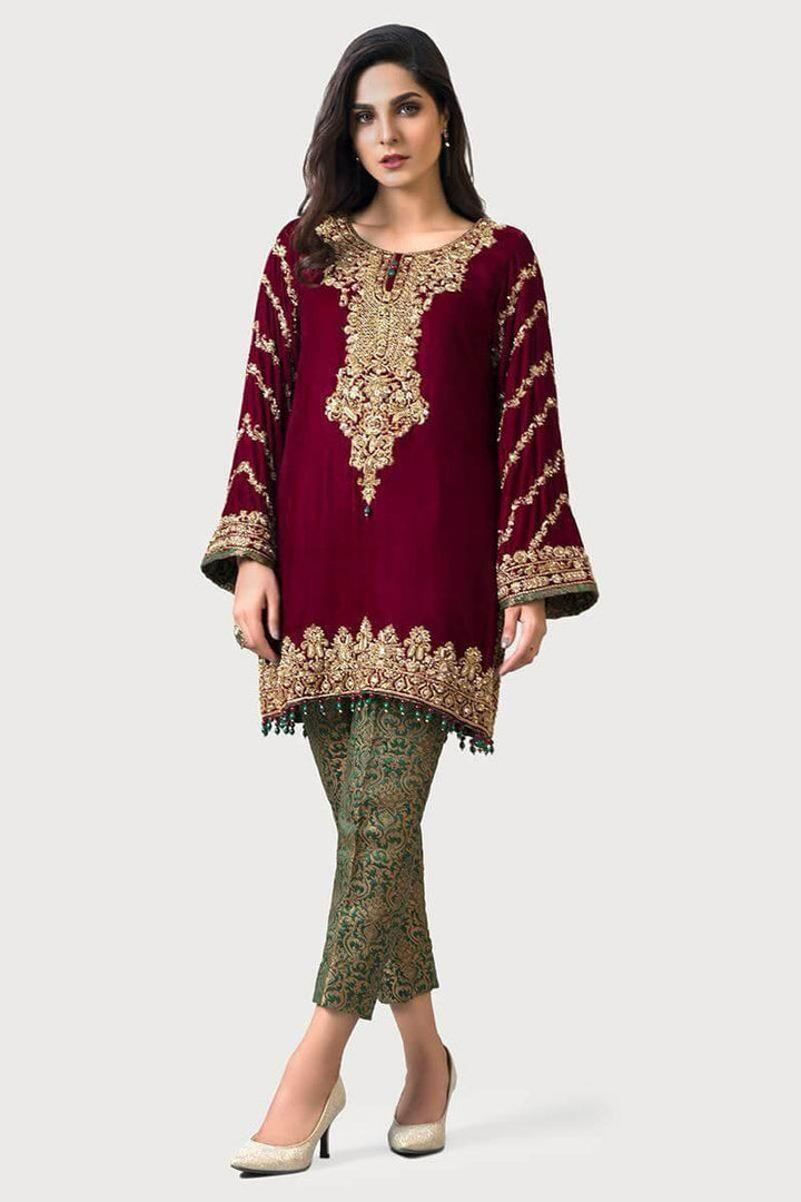 Aisha Imran Velvet Suit-Replica Suits-Replica Zone