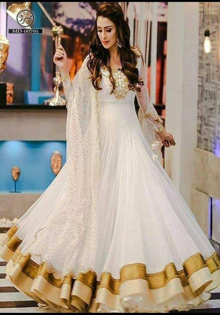 Aiza Khan Replica White Chiffon Maxi Bridal Suit – Replica Zone