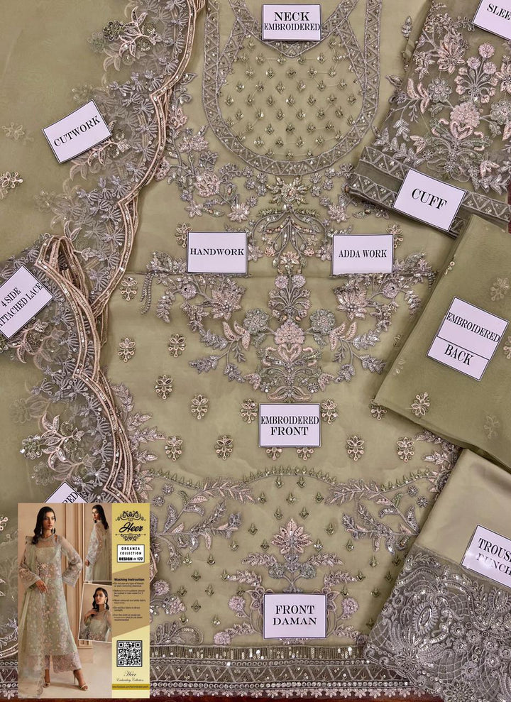 Akbar Aslam Organza Suit-Replica Suits-Replica Zone
