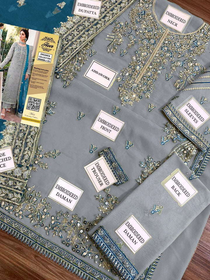 Akbar Aslam Organza Suit-Replica Suits-Replica Zone