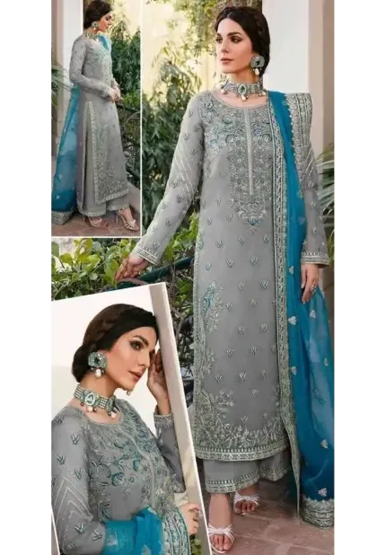 Akbar Aslam Organza Suit-Replica Suits-Replica Zone
