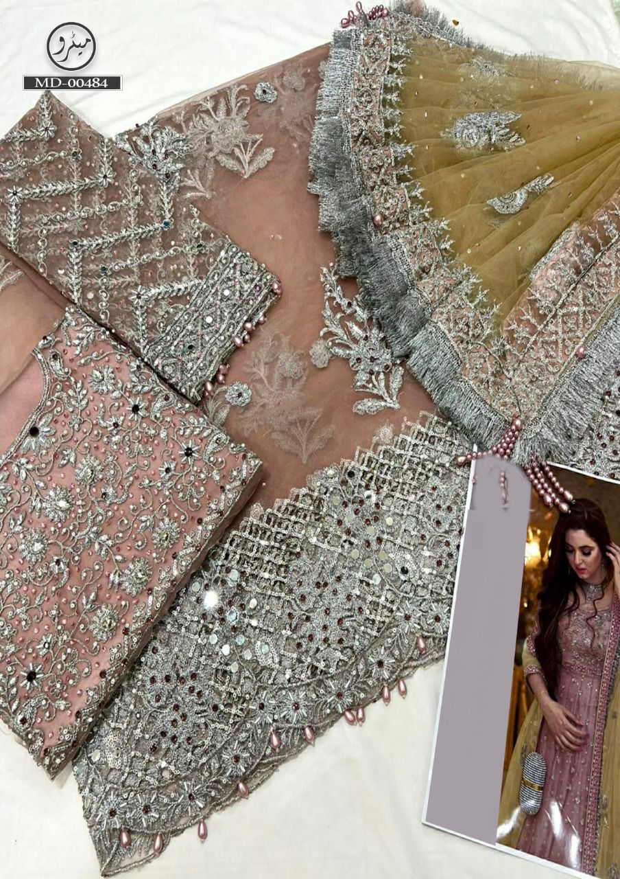 Akbar Aslam Net Frock-Bridal Suits-Replica Zone