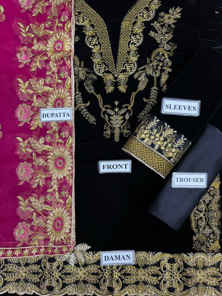 Ammara Khan Velvet Suit-Replica Suits-Replica Zone