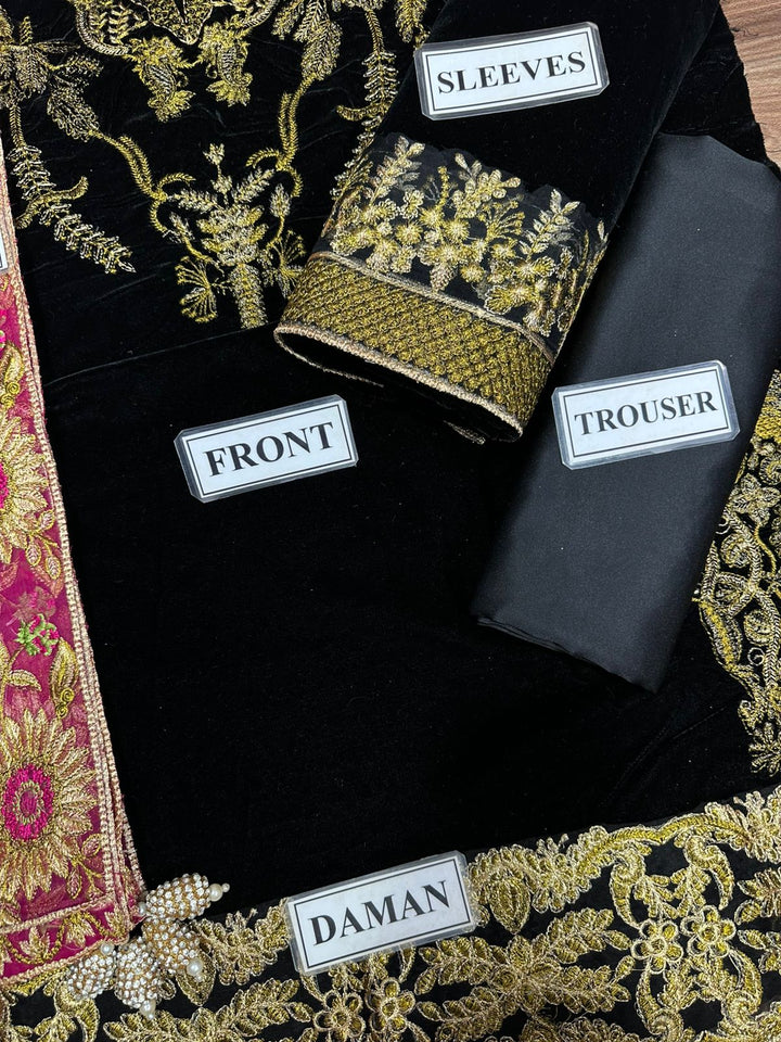 Ammara Khan Velvet Suit-Replica Suits-Replica Zone