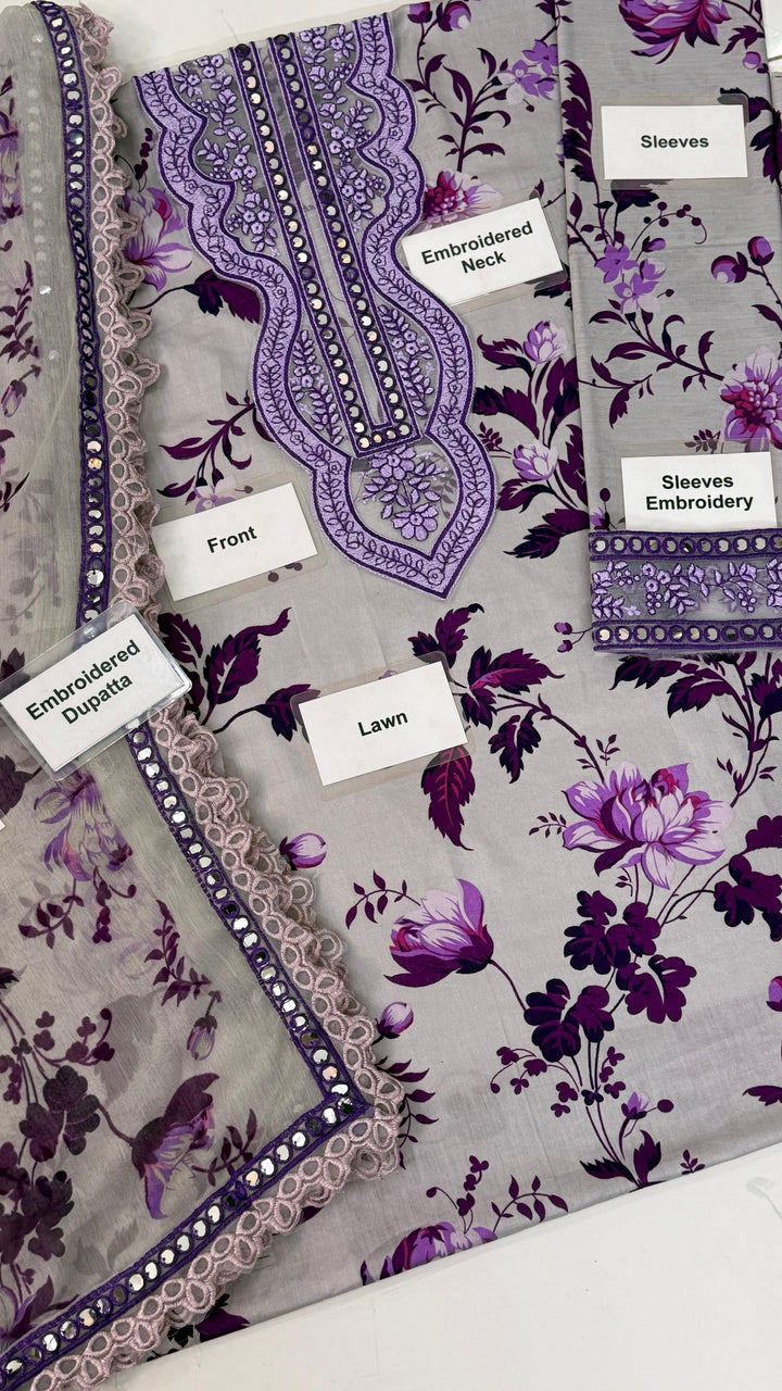 aneelas collection purple dress Buy Aneelas Collection Printed Embroidered Dress