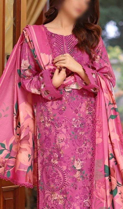 strapless open back dress Aneelas Luxury Lawn Printed & Embroidered Unstitched Suit FLORA S-2 –  Pehnawa main image 1