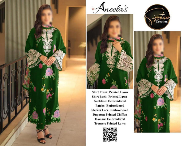 Aneelas Lawn Suit-Lawn Suits-Replica Zone