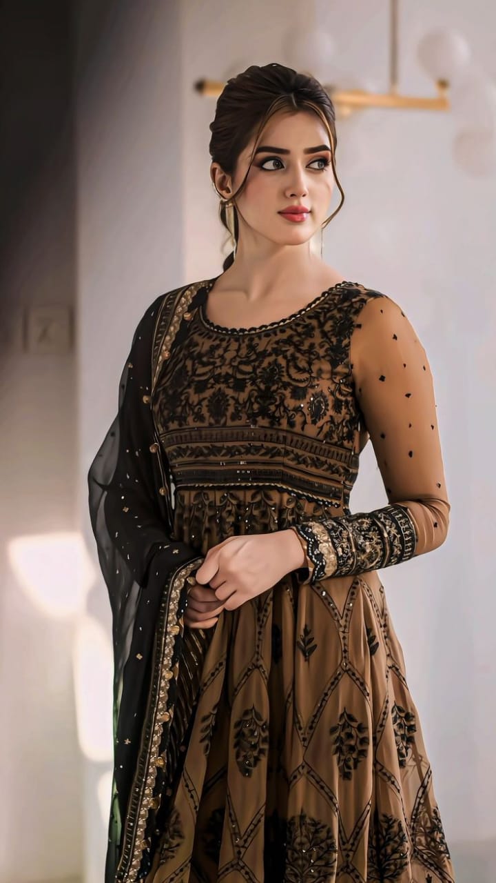 Asim Jofa Chiffon Maxi-Bridal Suits-Replica Zone