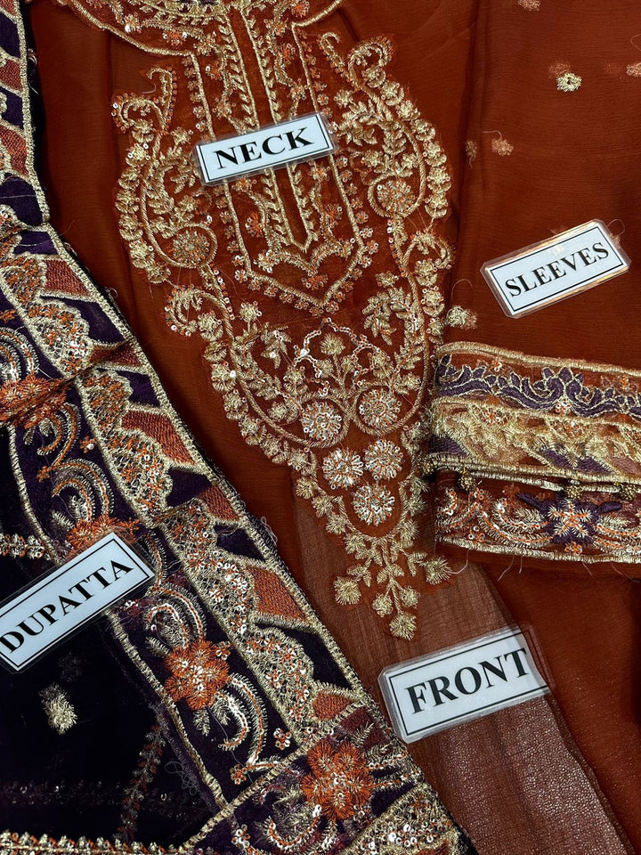 Asim Jofa Chiffon Maxi-Bridal Suits-Replica Zone