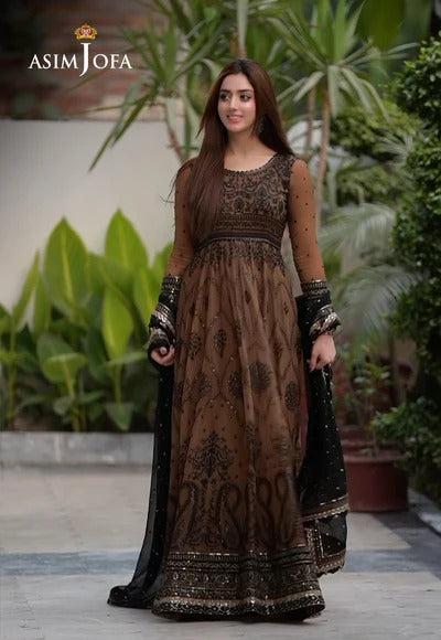 Asim Jofa Chiffon Maxi-Bridal Suits-Replica Zone