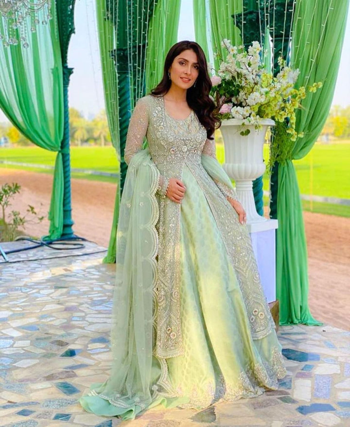 Ayeza Khan Net Frock-Bridal Suits-Replica Zone