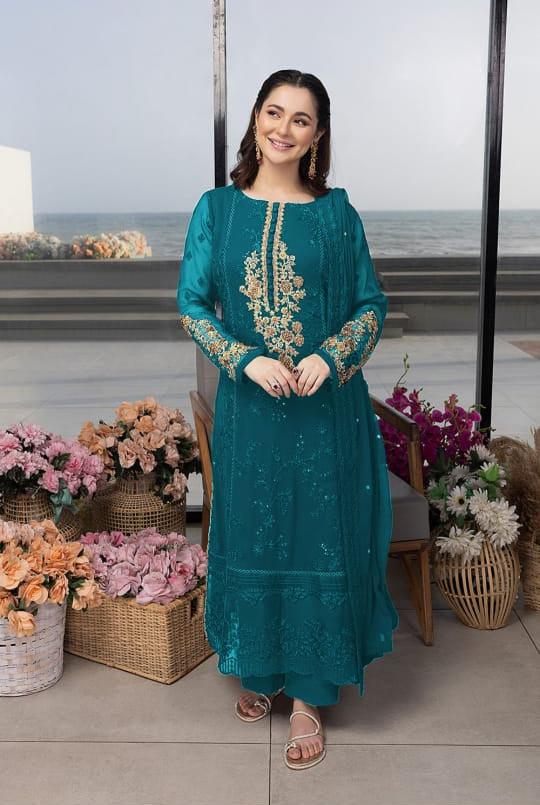 Azure Chiffon Suit-Replica Suits-Replica Zone