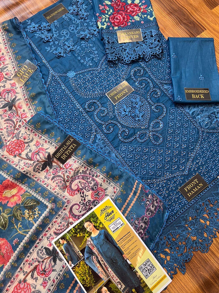 Azure Cotton Suit-Cotton Suits-Replica Zone