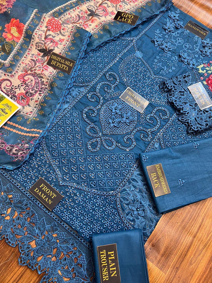 Azure Cotton Suit-Cotton Suits-Replica Zone