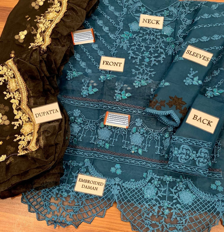 Azure Organza Suit-Replica Suits-Replica Zone