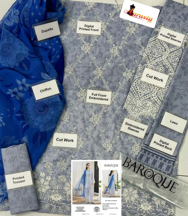 Baroque Lawn Suit-Lawn Suits-Replica Zone