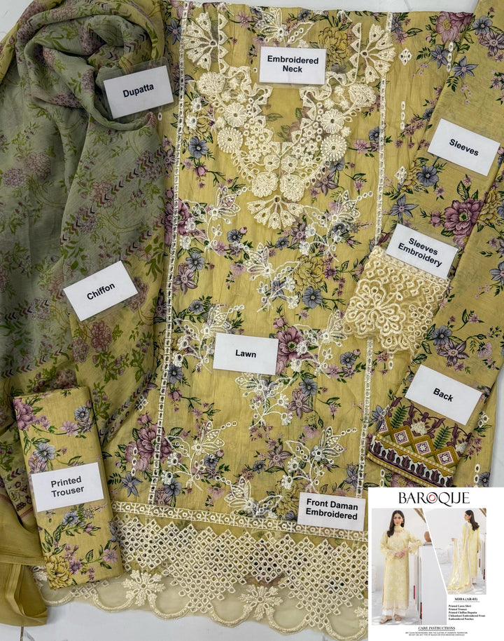 Baroque Lawn Suit-Lawn Suits-Replica Zone