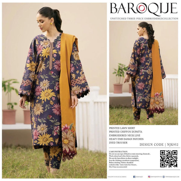 Baroque Lawn Suit-Lawn Suits-Replica Zone