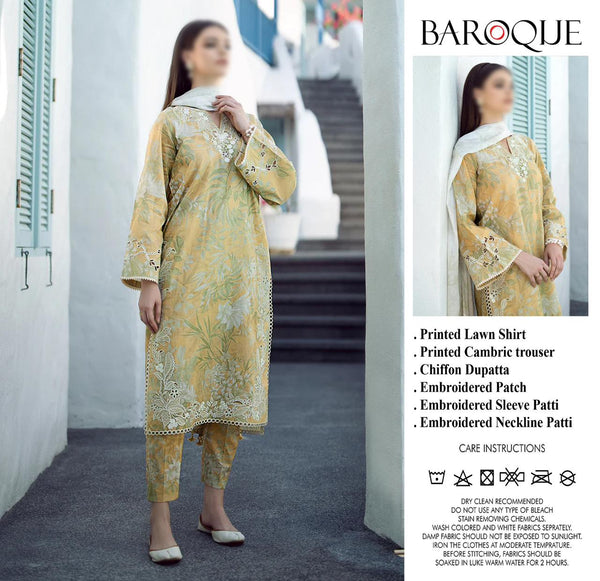 Baroque Lawn Suit-Lawn Suits-Replica Zone