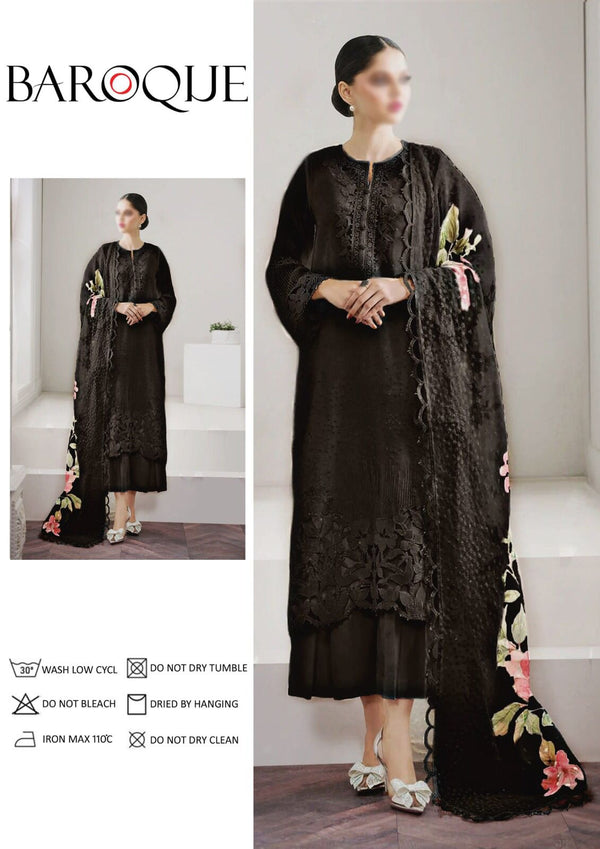 Baroque Organza Suit-Cotton Suits-Replica Zone