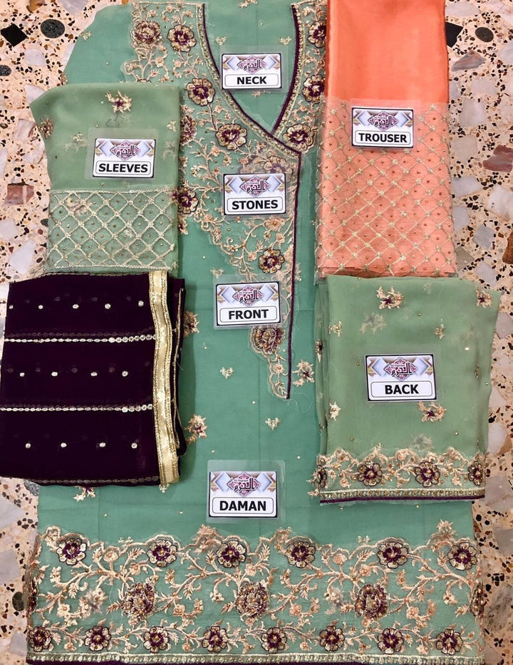 Chiffon Embroidered Suit-Replica Suits-Replica Zone