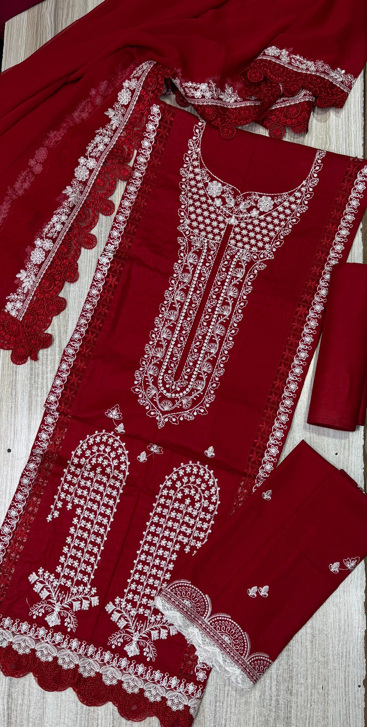 Crimson Cotton Suit-Cotton Suits-Replica Zone