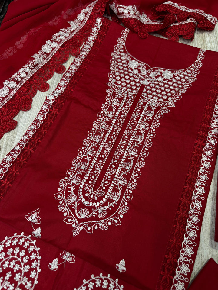 Crimson Cotton Suit-Cotton Suits-Replica Zone