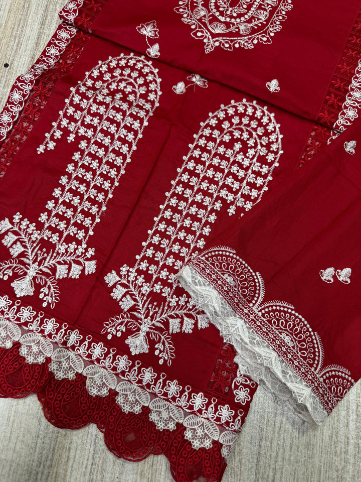 Crimson Cotton Suit-Cotton Suits-Replica Zone