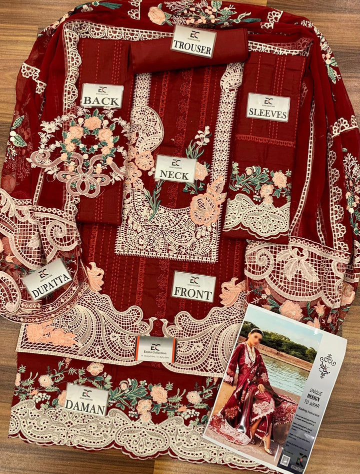 Crimson Cotton Suit-Cotton Suits-Replica Zone