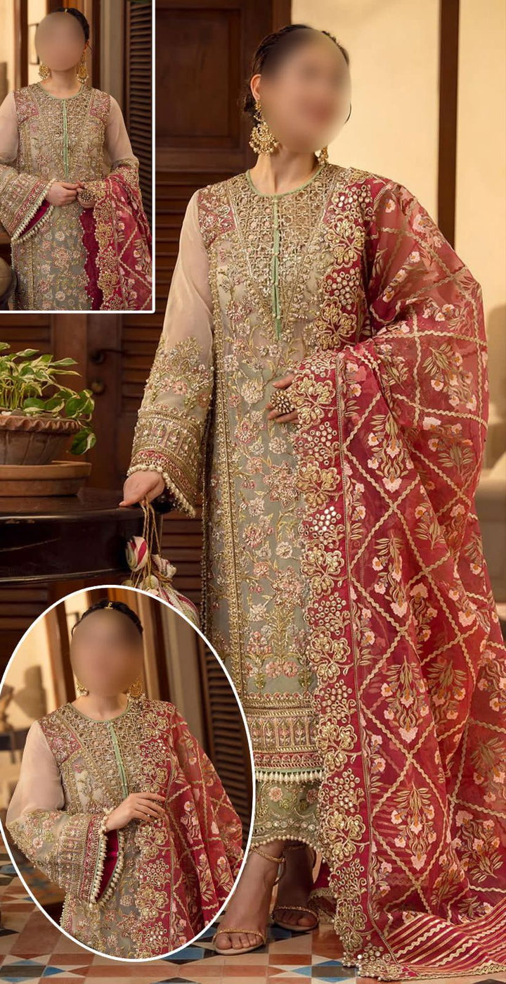 Crimson Organza Suit-Replica Suits-Replica Zone