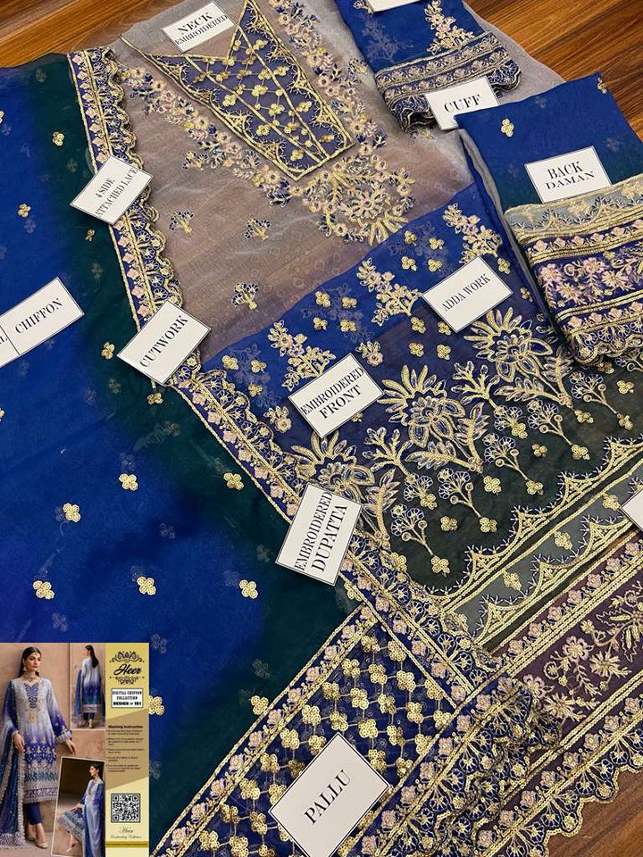 Emaan Adeel Chiffon Suit-Replica Suits-Replica Zone