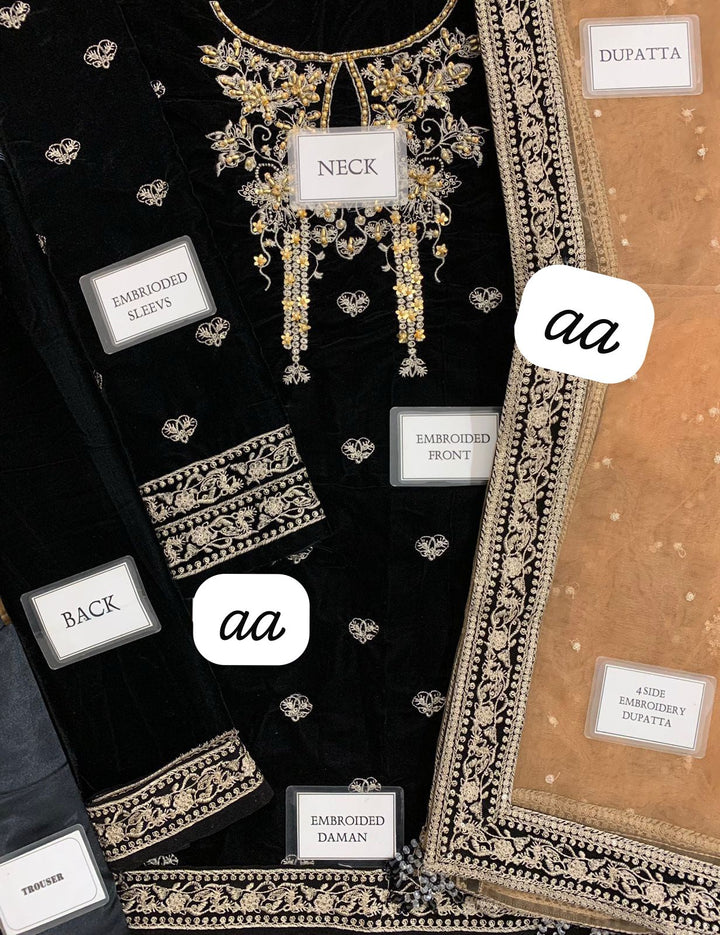 Emaan Adeel Velvet Suit-Replica Suits-Replica Zone