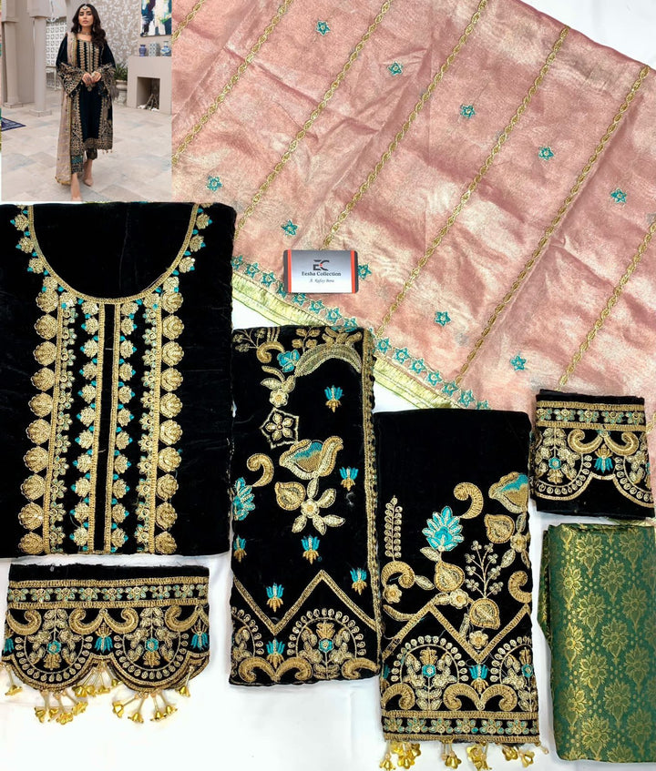 Emaan Adeel Velvet Suit-Replica Suits-Replica Zone