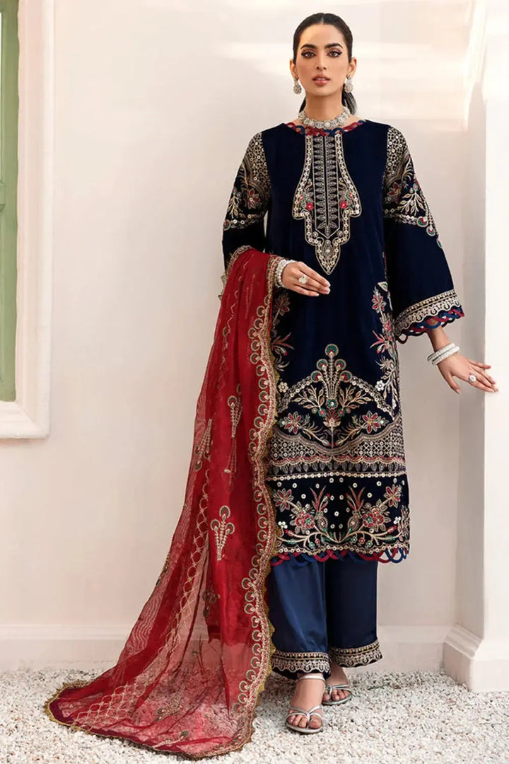Emaan Adeel Velvet Suit-Replica Suits-Replica Zone
