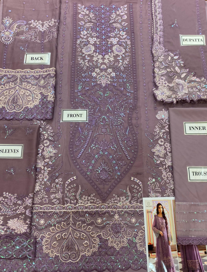 Embroidered Chiffon Suit-Replica Suits-Replica Zone
