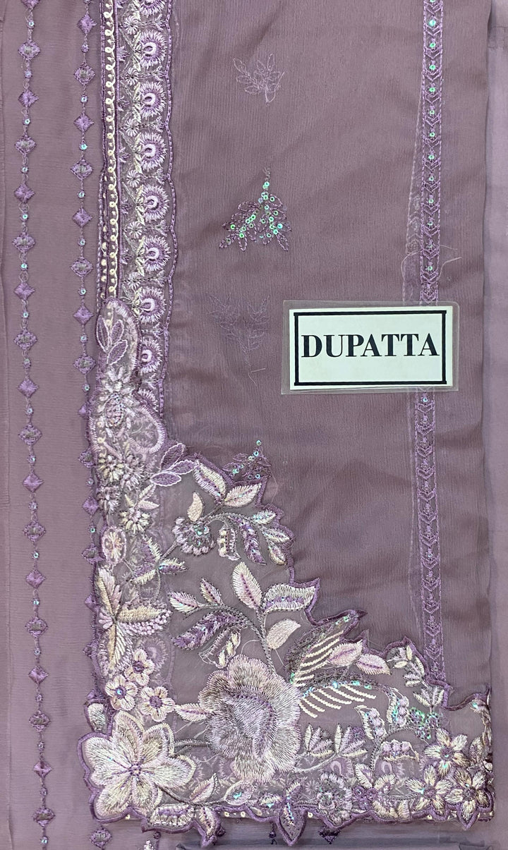 Embroidered Chiffon Suit-Replica Suits-Replica Zone