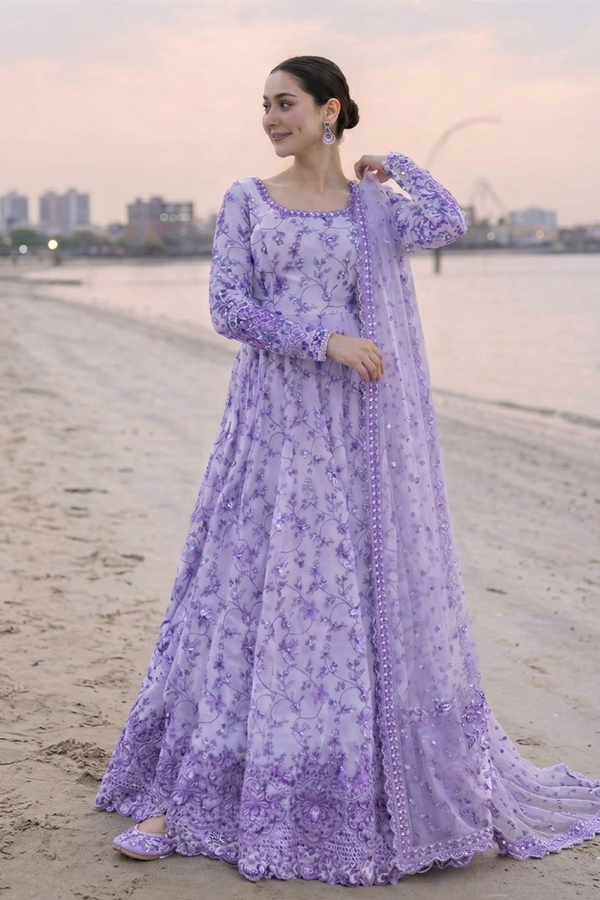 faiza saqlain purple dress rijamujahid_ is the epitome of gorgeous styled in the vibrant Yashal from Noor e Chashm. #FaizaSaqlain #EidwithFaizasaqlain #Eid2023