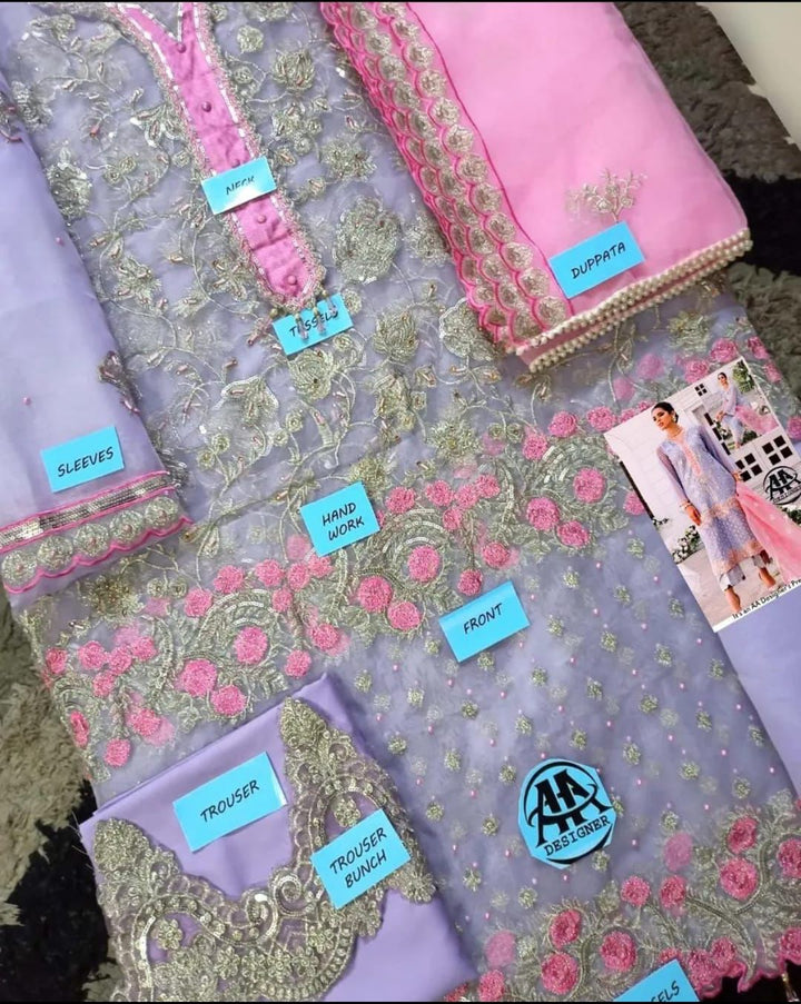 Farah Talib Organza Suit-Replica Suits-Replica Zone