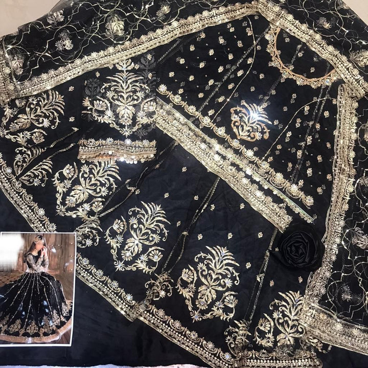 Hira Mani Net Frock-Bridal Suits-Replica Zone