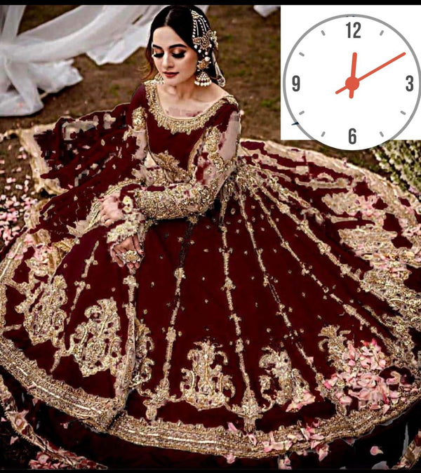 Hira Mani Net Frock-Bridal Suits-Replica Zone